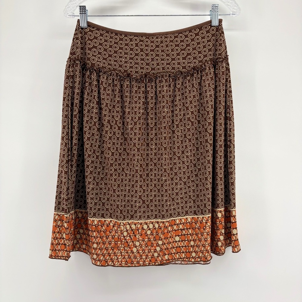 Paper Doll Brown Circle Pattern Ruffle Waist Midi Skirt Women's‎ Large Y2K Retro - Picture 4 of 6